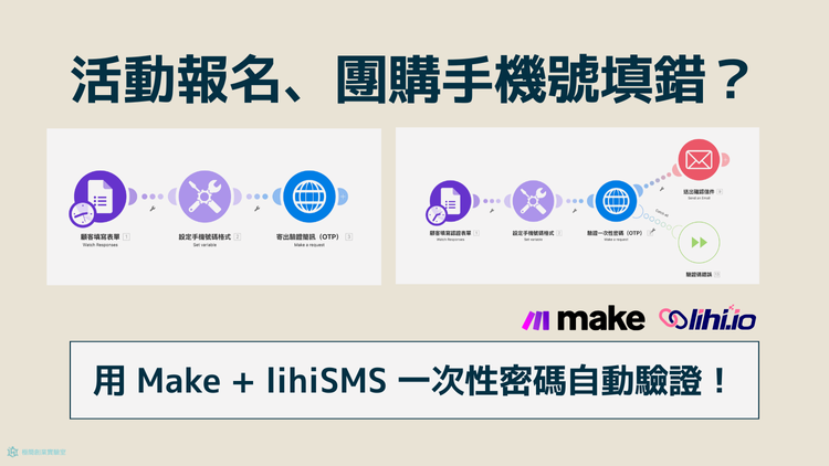 活動報名、團購表單手機號碼填錯、亂填？用 Make + lihi OTP 驗證自動過濾！